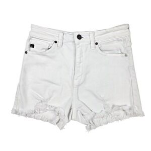 KanCan White Lorena High Rise Frayed Hem Denim Shorts Women's Size Small